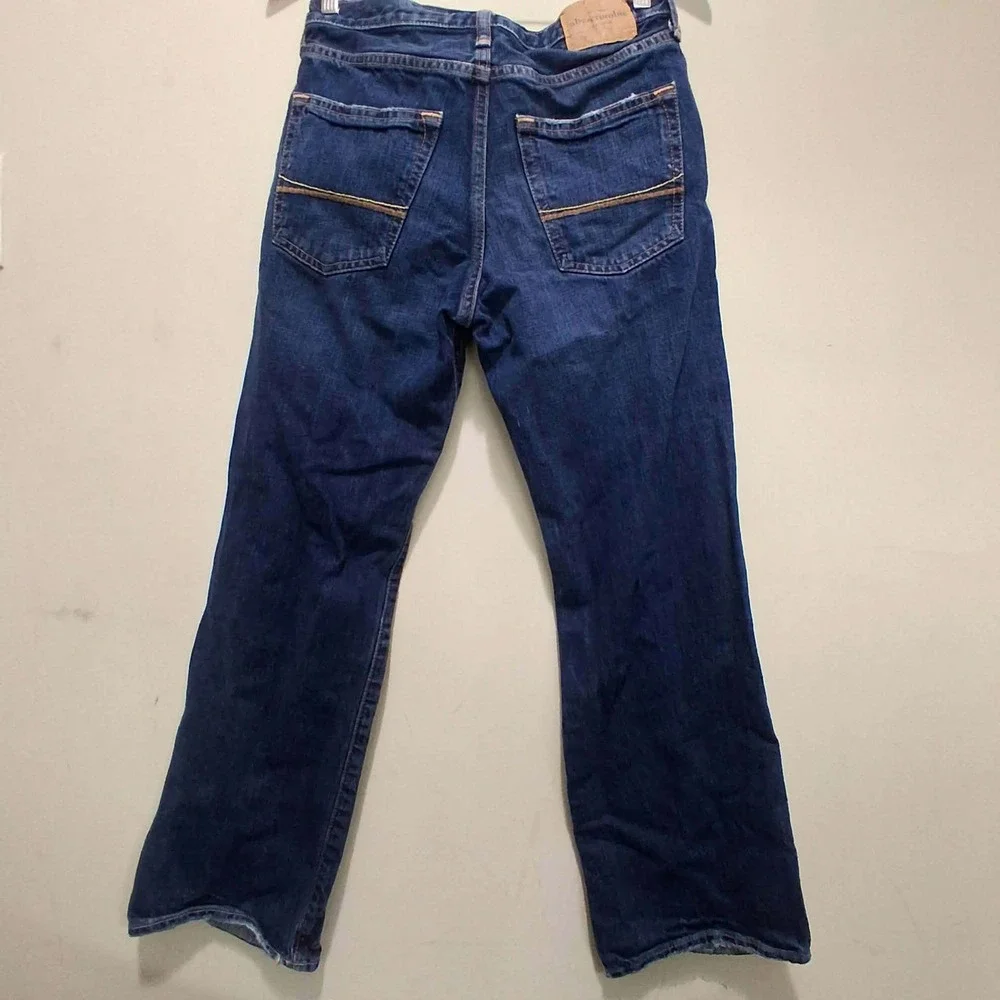 Abercrombie & Fitch Womens Straight Leg Blue Jeans Size 14‎ Button Fly Cotton